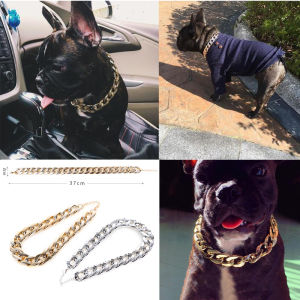 Hiphop style Necklace Collars For Pet Dog Thick Gold Chain Plated Plastic Identified Safety Collar Puppy Supplies