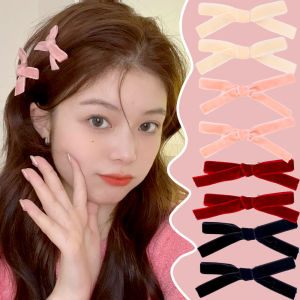 【♡Lovely girls house♡】5Pcs Velvet Bow Hairpin Hair Clip for Women Girls Bangs Side Clip Korean Ins Style Fashion Hair Accessories