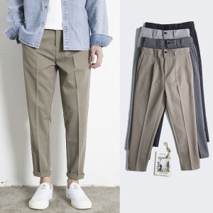 Youth Casual Straight Leg Pants Mens Nine Points Slim Fit Spring Summer Autumn Straight Tube Suit Pants Youth Fashion Trend