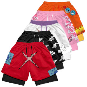 3D Print 2 in 1 Athletic Shorts for Men Gym Workout Running Breathable Quick Dry Shorts Summer Casual Shorts with Side Pockets