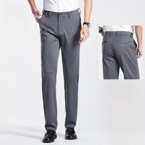 ROMON | Romon Silk Casual Pants Mens Summer Thin Breathable Loose Straight Business West Pants Fashionable Urban Style Mid High Waist