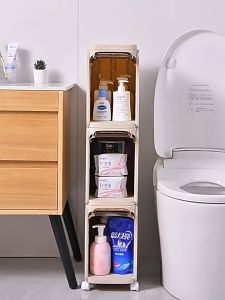 VISION Bathroom Crevice Storage Cabinet 20cm Narrow Edge Plastic Crevice Storage Cabinet Bathroom Side Cabinet