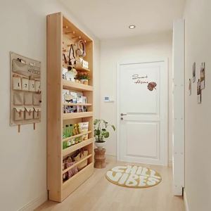 Slim Door Back Storage Rack Multi-layer Wooden Wall-mounted Shelving Unit
