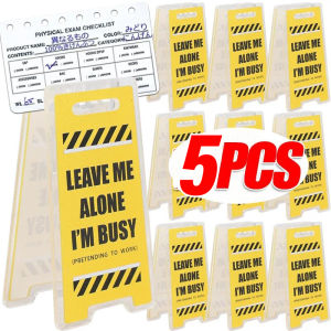 5Pcs Desk Warning Signs \"Leave Me Alone Im Busy\" Humorous Office Decor Plastic Ticket Stand Holder Multipurpose Room Decor Gifts