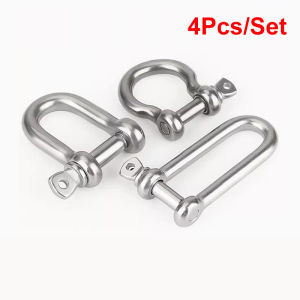 304 Stainless Steel D Ring Shackle 4Pcs Heavy Duty Anchor Shackle for Survival Rope Paracord Camping Bracelet Lifting Chains