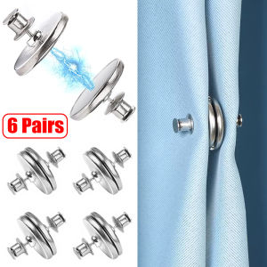 3/6Pairs Curtain Magnetic Button Nail Free Detachable Window Curtain Close Magnet Buckle Adjustment Curtain Clip Room Accessories