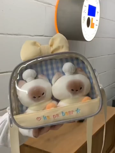 Japanese Ins Plaid Small Bag Street Crossbody Bag Cute Transparent Mobile Phone Bag