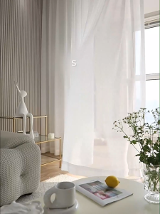 MISN 1pc Solid Color White Sheer Curtains for Living Room Bedroom Kitchen Door Window