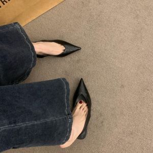 Giày Cao Gót Quai Ngang Họa Tiết Da Báo Dành Cho Nữ Giày Cao Gót Mũi Nhọn Sang Trọng Giày Sandal Đế Bệt Nhẹ Giày Đi Bộ Thoải Mái