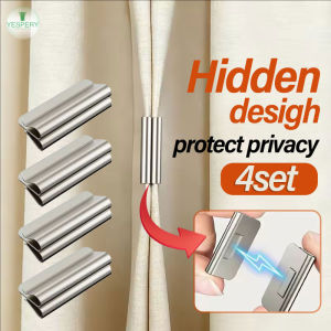 YESPERY 4Set Hidden Magnetic Curtain Clips No-Drill Light Blocking Curtain Fastener Holder Gap Sealer Protects Privacy