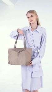 Solid Color Shoulder Bag Shoulder Bag with Zipper Waterproof Fashion Handheld Large Capacity Ladies Tote Bag 14inch