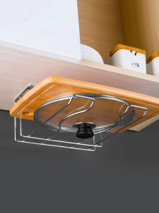 Stainless Steel Kitchen Pot Lid Holder Wall Mounted Cabinet under Hanging Rack Multi Function Cutting Board Storage Shelf