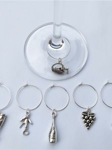 Silver Cup Ring for Wine Water Glasses Recognition Party Banquet Tableware Distinguisher Restaurant Red Wine Glass Identifier