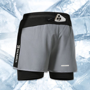Ice Silk Sports Shorts Mens Summer Three-Quarter Length Quick Dry Marathon Athletic Running Special Sports Mobile Phone Placement