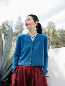 Travel Leisure Womens Knitted Cardigan Woolen Open Front Short Coat Artistic Casual Style V-Neck Long Sleeve Solid Color