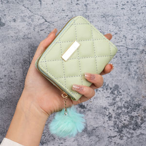 Ladies short purse 2024 new diamond embroidered iron hanging hair ball coin purse card leisure foreign trade package