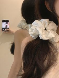 hellocandy | Bộ Dây Đeo Tóc Satin Xám Xanh Có Dải Caro Nơ Lớn Cho Cô Gái Đi Làm Hẹn Hò