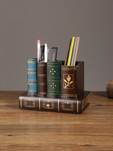 Retro Luxury Wooden Pen Holder Creative Personalized Multi-Function Storage Box Elegant Desktop Organizer for Students Office