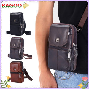 Bagoo มัลติฟังก์ชั่ชายชรากันน้ำ F Anny เอวกระเป๋าหนัง PU กระเป๋าโทรศัพท์มือถือกระเป๋าชายธุรกิจสบายๆกลางแจ้งเดินทางเข็มขัดบอมกระเป๋า