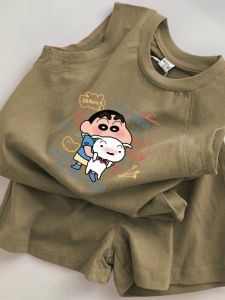 Boys Summer Outfit Vest Set Sporty Cartoon Sleeveless Top And Shorts Two Piece Suit Baby Cotton Casual Wear for Boys And Girls