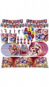 Potdemiel | Amazing Tableware Birthday Party Decoration Digitaled Circus Balloon Banner Cake Topper Party Supplies Baby Shower decor Gifts