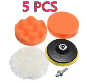 CAER 5/22Pcs Car Foam Drill Polishing Pad Kit 3inch Self-Adhesive Buffing Pads Sponge Disc with M10 Adapter for Polish Waxing