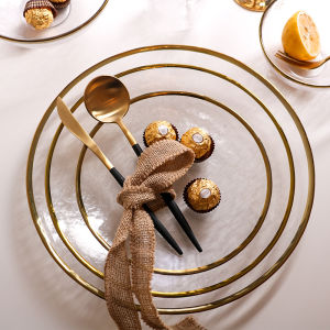 Gold Edge Hammered Glass Plate