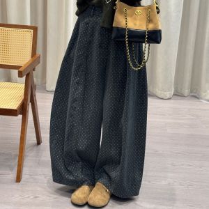 plus Size Mens Casual Corduroy Wide Leg Pants Autumn Winter Thickened Loose Fit Comfortable Straight Cut Trousers for Couples