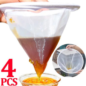 4PCS Honey Filter Mesh Bags Funnel-shaped Nylon Filter Bags Honey Sieve Kitchen Food Reusable Nylon Filter Bags Honey Strainer