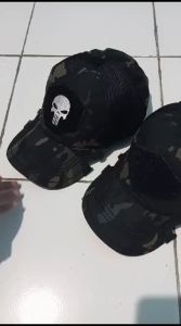 TERBARU TOPI COAK TACTICAL LORENG MULTY CAME BLACK POLOS DAN BORDIR TENGKORAK COD