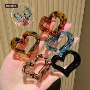 รุ่นสตรี 5 ชิ้น ทันสมัยและเรียบง่าย กิ๊บติดผมรูปหัวใจพิมพ์ลายเสือดาว เหมาะสําหรับใช้ประจําวันและของขวัญ