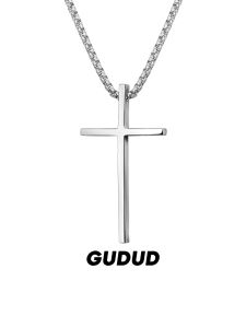 GUDUD | American Cross Long Necklace Men Trendy Minimalist Pendant