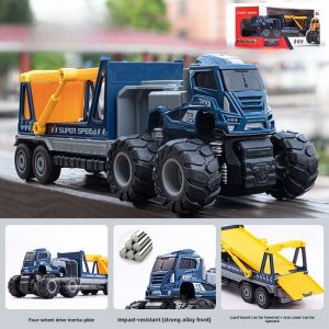 Childrens Toy Alloy Engineering Vehicle Simulation Sound Effect Car Model Inertia Trailer Boys Educational Small Car