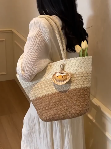 SEA YADOU กระเป๋าถือขนาดใหญ่แบบทอสำหรับผู้หญิง เหมาะสำหรับชายหาดและทริปฤดูร้อน