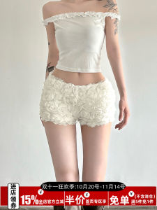 Quần Short Bó Sát Họa Tiết Hoa 3D Cạp Thấp Thường Ngày Cho Nữ Quần Bó Thường Ngày Mùa Hè 2025