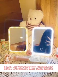 LED mirror vanity mirror with led light table mirror makeup mirror with lights face mirror with lights led mirror light vanity mirror light make up mirror with light desk mir LED Mirror Makeup Mirror with light Rechargable 1/3 brightness Portable Mirror