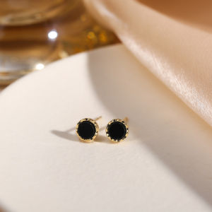 Black Silver Earrings Womens Pure Silver New Style 2025 round Hoop Earrings Autumn Winter Luxury Sensation Chic Silver Needle Jewelry