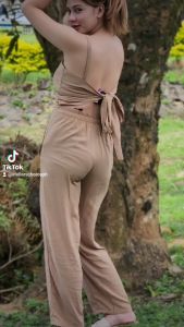 SC117 Pleated Jumpsuit with Self Knot Back and Pockets