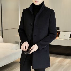 HENGYUANXIANG | Hengyuanxiang Mens Woolen Coat Casual Mid-Length Lapel Knitted Outerwear Fashionable Autumn Winter New Style Warmth Protection