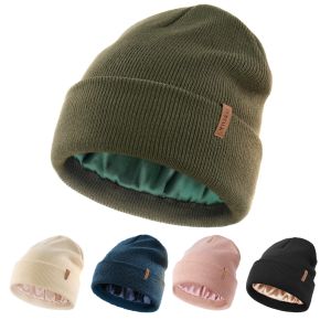 FURTALK Womens and Mens Knitted Beanie Hat with Smooth Soft Silk Satin Lining Acrylic Winter Hat Warm and Stylish Skull Cap