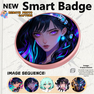 Dynamic Electronic Badge Anime Merchandise Digital Display Badge with Touch Control for Uploading Photos GIFs and Videos New Men
