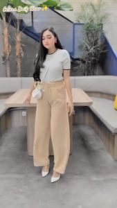 Kulot Jennie Knit Pants Kancing 2 Resleting Loose Pants Wanita Highwaist kekinian dan termurah