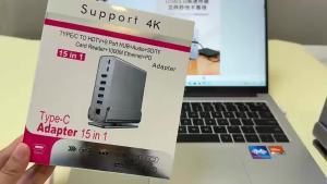 15 in 1 USB C HUB 4K HDMI Type C Docking Station With RJ45 1000M USB 3.0 PD 100W SD/TF Card Reader Audio 3.5 Adapters for Laptop