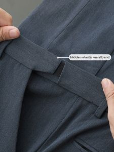 UBV | Anti-Wrinkle Iron Free Stretch Waist Tapered Casual Suit Pants