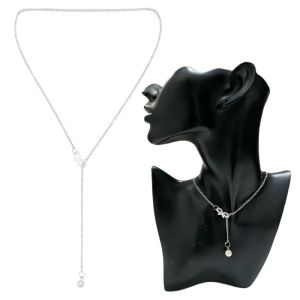 Serafina Ribbon Pearl Necklace Kalung Tarik Ulur Rantai Korea Bow Pita Bowknot Coquette