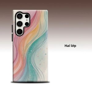 Ốp Lưng Samsung Galaxy S26/S25/S24 A56 A36 Hai Lớp Họa Tiết Sóng Màu Nước Cầu Vồng Sang Trọng Thời Trang Bảo Vệ Toàn Diện Ống Kính Chống Sốc Chống Xước