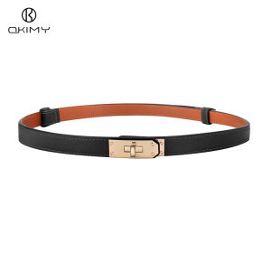 OKIMY Fashion Womens Belts Elegant Thin Belt Soft PU Belt Adjustable Girls Ladies Long Straps Waistbands Dress Coat Alloy Buckle Decorations