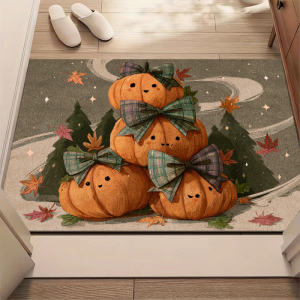 Thảm Trải Sàn VIKAMA Fall Gnome Doormat Bằng Vải Polyester Chống Trượt Có Thể Giặt Được Với Thiết Kế Hình Lá Phong Bí Ngô Hoa Hướng Dương Để Trang Trí Hiên Nhà Nông Thôn