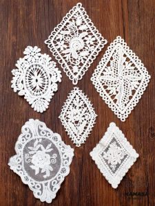 Pure Cotton Water Soluble Embroidery Diamond Lace Fabric Patches DIY Handmade Clothing Home Decorative Accessories