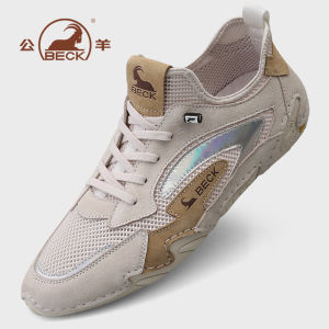 Mens Summer Outdoor Climbing Shoes Breathable Mesh Casual Sports Shoes Durable Rubber Sole round Toe Low Heel Fashionable